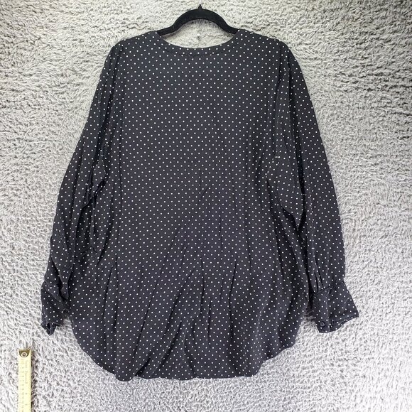Old Navy Top Womens XXL Tall Black Polka Dot Lightweight Long Sleeve Blouse - Picture 8 of 9